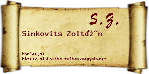 Sinkovits Zoltán névjegykártya